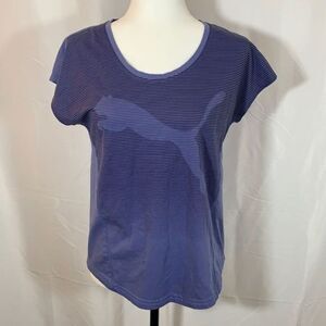 Puma Blue Striped Logo T-Shirt